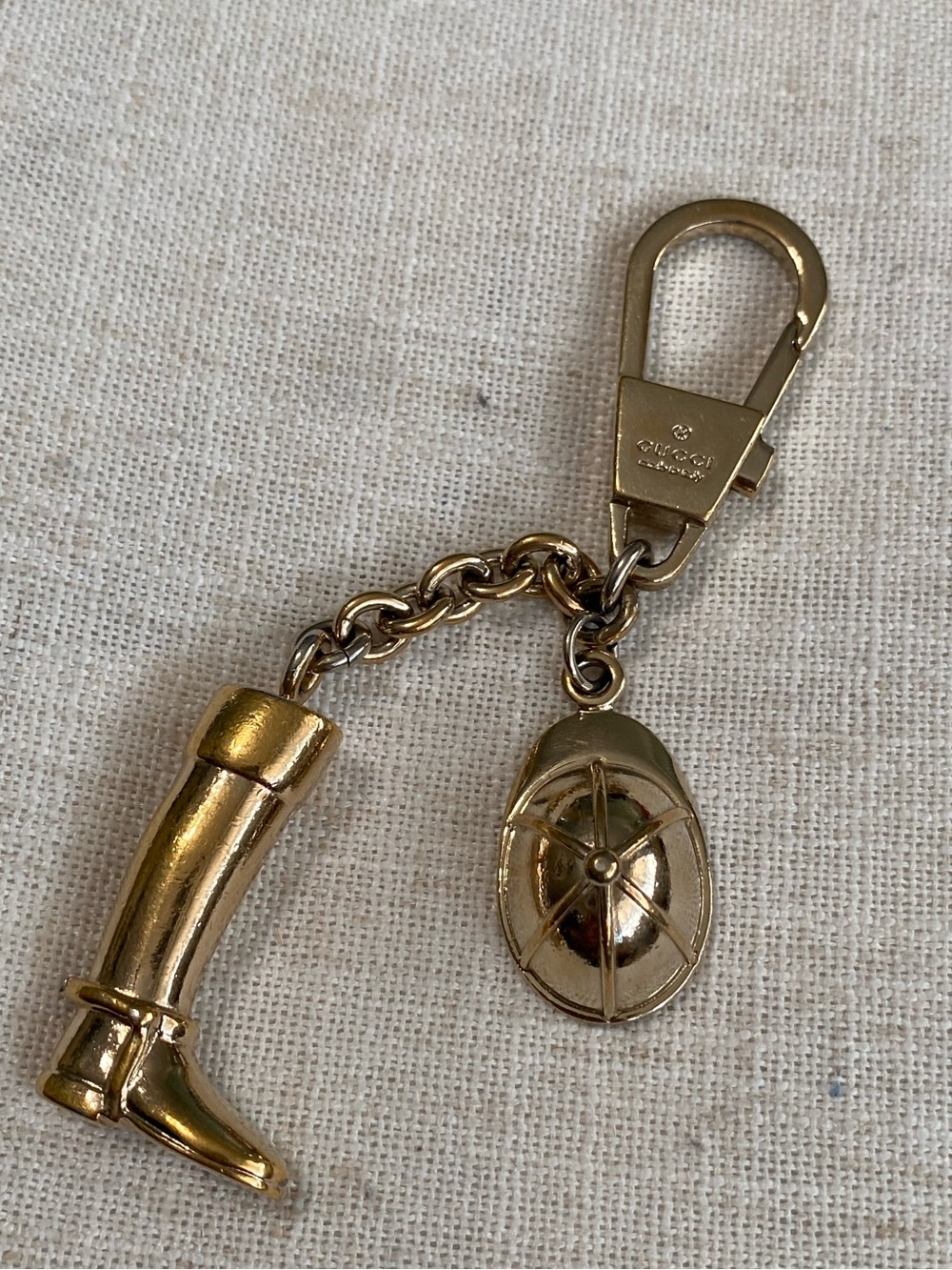 Gucci Vintage Bag Charm Horse Bit Boot Jockey Hat Heavy Clip Key Chain Fob